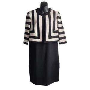 Danny & Nicole Dress Jacket Women’s Size 10 Black White Midi Stretch NWT
